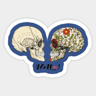 Human Skulls with hello slogan Sticker